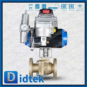 Válvula de esfera de vedação macia flutuante acionada pneumática de bronze de alumínio C95800