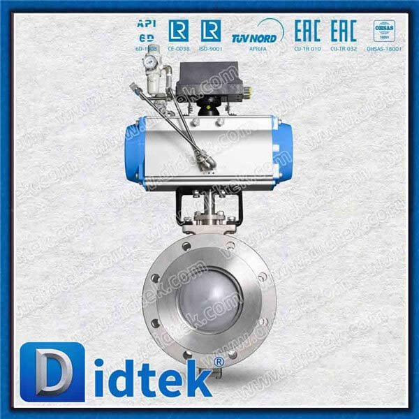 Liga duplex pneumática 4a segmento v válvula de esfera de porta