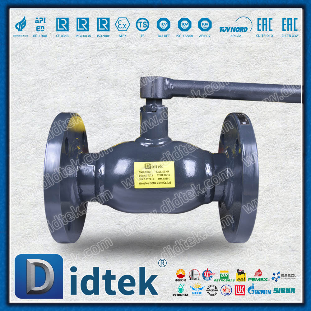 Válvula de esfera totalmente soldada do selo macio ST37.8 de aço inoxidável PTFE SS304